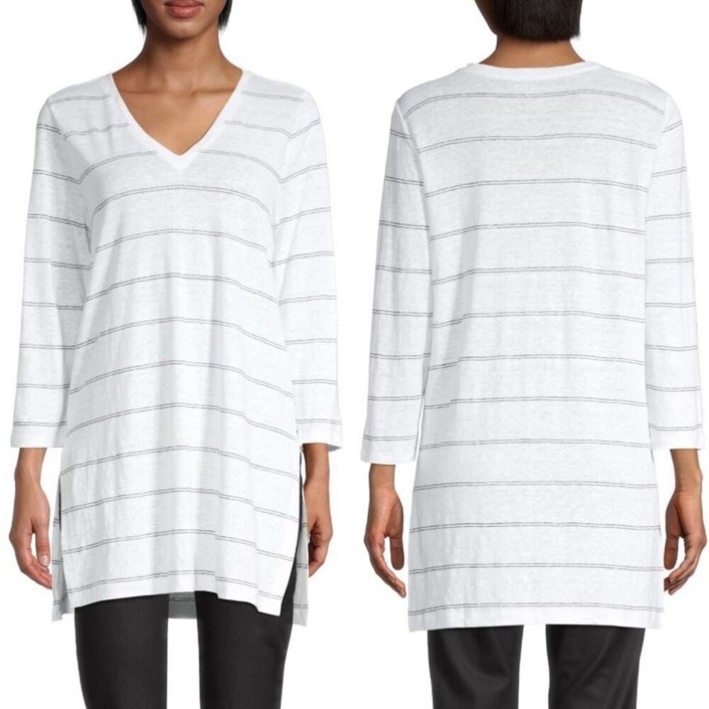 Eileen Fisher Striped Organic Linen Tunic size Medium